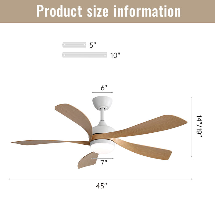 45" Ceiling Fan With DC Motor Smart App Control Quiet Reversible Operation Dimmable Lighting And Timer Daily Nest