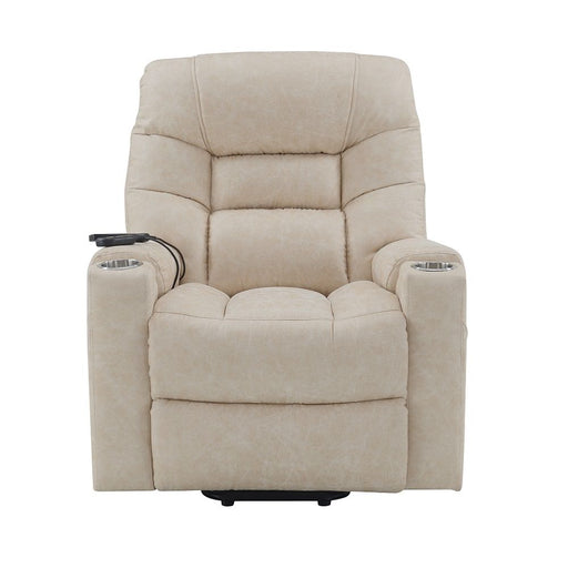 Nairi - Power Recliner With Lift, Heating & Massage - Ivory Polished Microfiber ACME