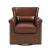 Swivel Accent Chair With Rolled Arm, Sewn Pillow Back, Nailhead Trim For Living Room Noble House