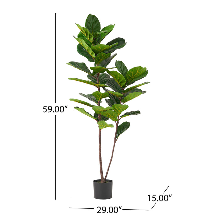 Nh-Bc Furnishings - Artificial Fiddle Leaf Fig Tree - Green - Iron / Plastic
