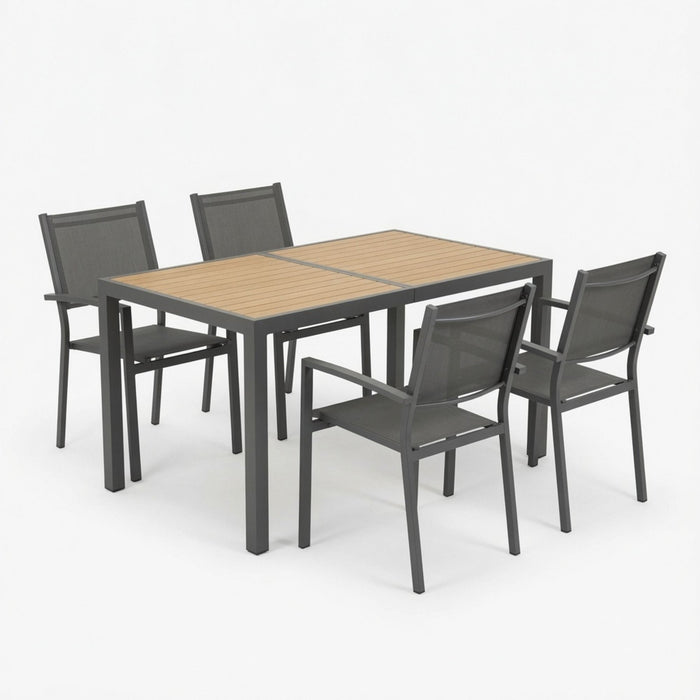 5 Piece Patio Dining Set With Table And Chairs For Outdoor Use - Gray Home Essentials
