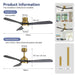 52" Ceiling Fan With Dimmable LED Light, 6 Speed DC Motor, 3 Blades Daily Nest