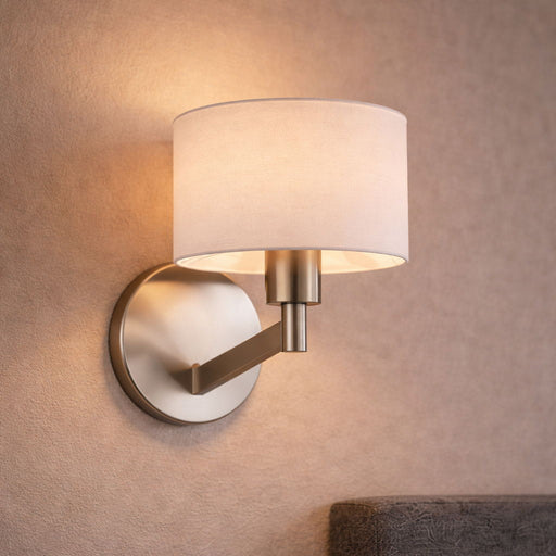 Nebula - Base Wall Lamp With Rotary Switch Shade - Brushed Nickel / Silver / White Ashcroft Furniture