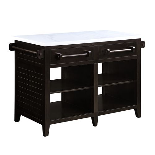 Darwid - Kitchen Island - Marble Top Top & Espresso ACME