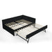 Full Size Upholstered Daybed With Trundle, Tufted Backrest And Armrests - Black Home Essentials