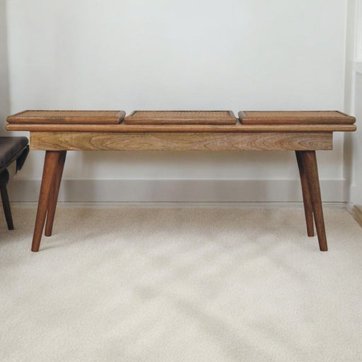 Larissa - Triple Accent Cane Bench - Beige Artisan Furniture