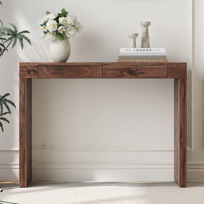 Console Table With Double Drawers - Walnut Home Essentials