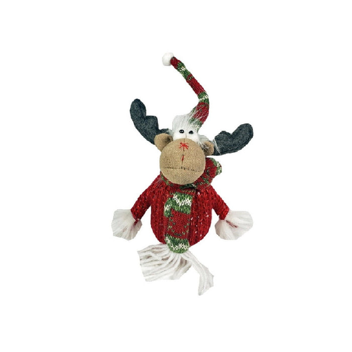 9"H Christmas Moose Fabric Sculpture - Brown And Red