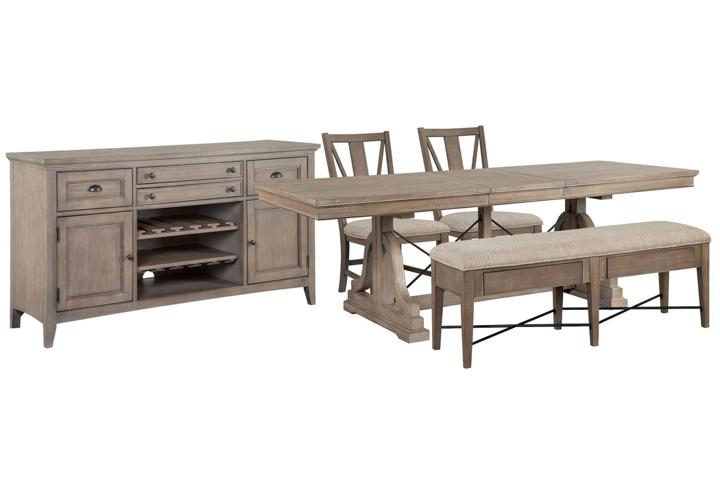 Paxton Place - Extendable Trestle Dining Table Set Magnussen Furniture