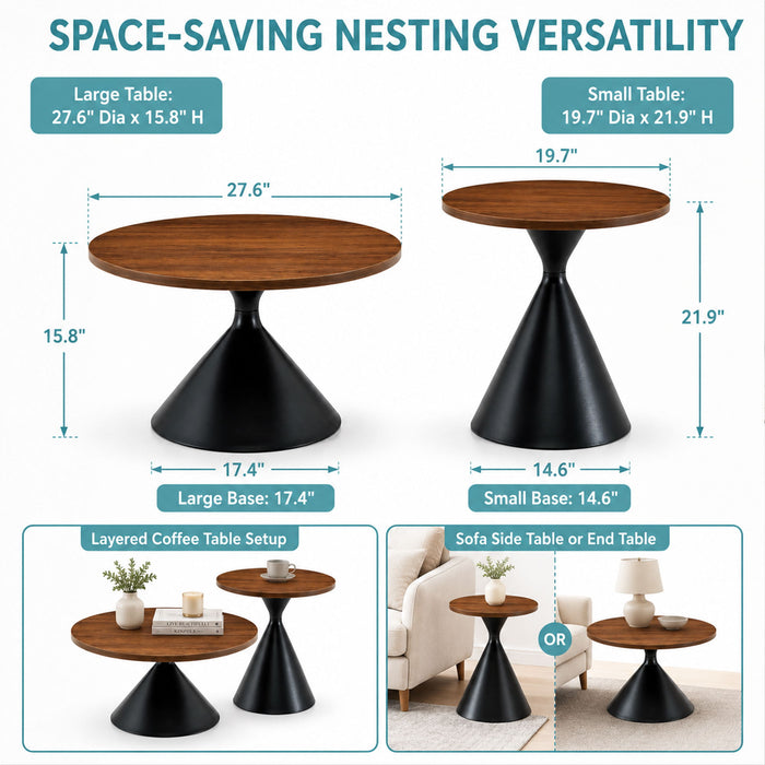 2 Piece Coffee Round Table Set Home Essentials