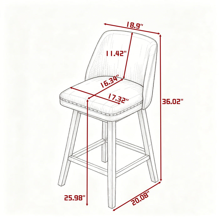 360° Swivel Bar Stool, Counter Height Kitchen Island Chair Home Essentials
