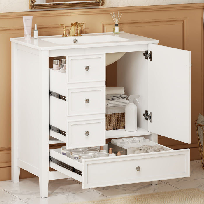 Modern Bathroom Vanity With Sink, 1 Cabinet & 3 Drawers Hearth and Haven