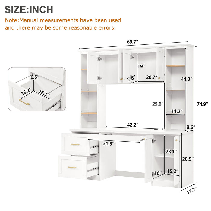 Computer Desk With Hutch, Workstation With Desk Grommet & Keyboard Tray Hearth and Haven