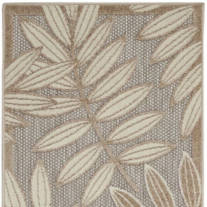 2' X 10' Floral Outdoor / Indoor Area Rug - Gray / Ivory