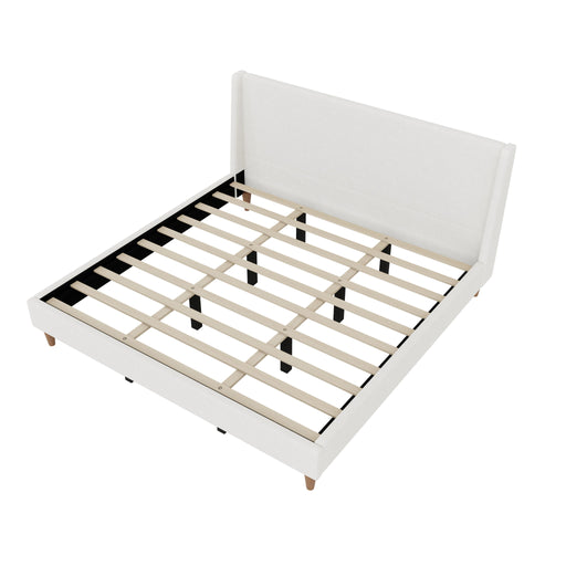 Upholstered Modern Platform Bed With Wingback Headboard Hearth and Haven