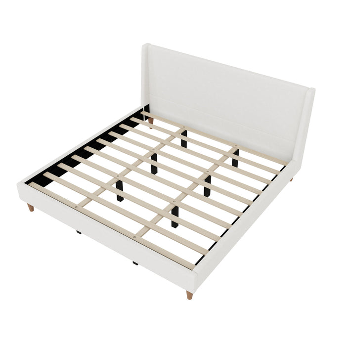 Upholstered Modern Platform Bed With Wingback Headboard Hearth and Haven