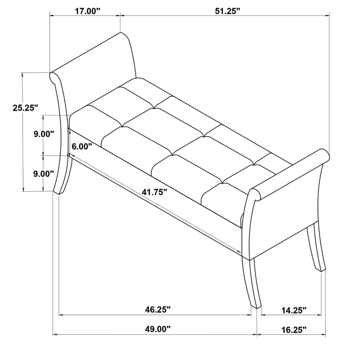 Pasley - Rolled Arm Storage Bench Furniture Max