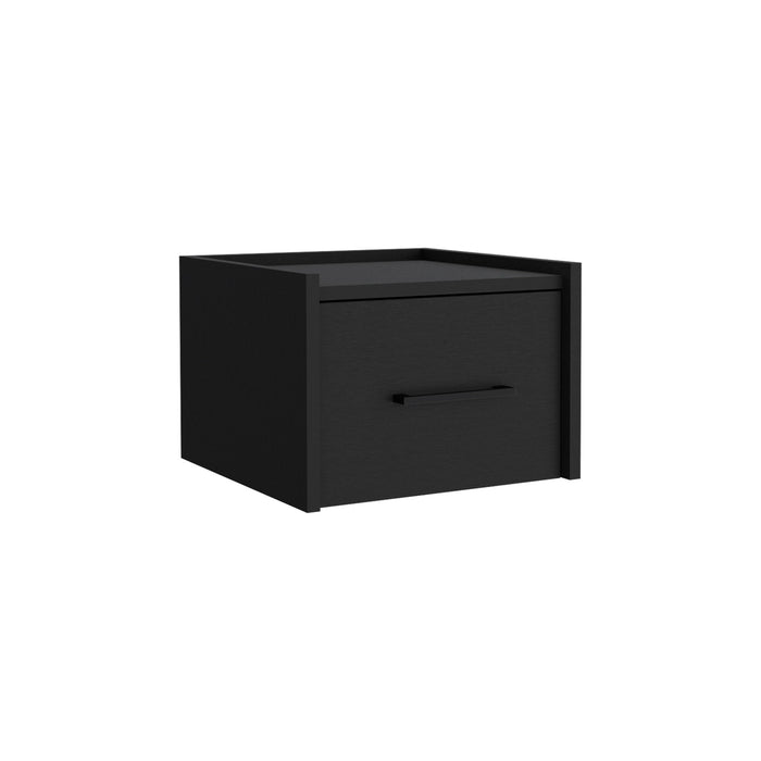 Floating Nightstand, Space Saving Design With Handy Drawer And Surface - Black Home Essentials