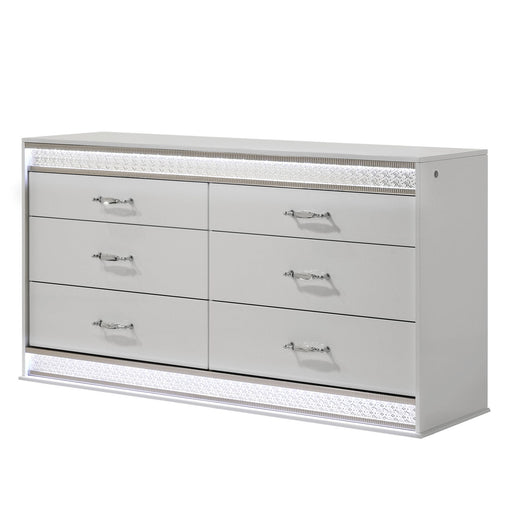 Glam - 6 Drawer Dresser With LED Lighting (Includes Dresser Only) - White Matrix Furniture Group