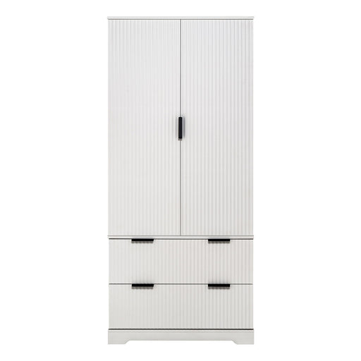 Fluted Kitchen Pantry Cabinet With 2 Large Drawers & 8 Door Spice Rack Home Essentials