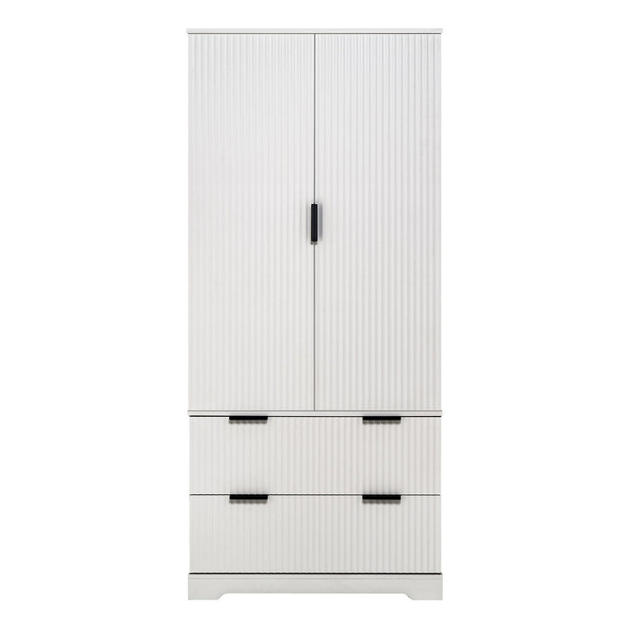 Fluted Kitchen Pantry Cabinet With 2 Large Drawers & 8 Door Spice Rack Home Essentials