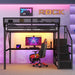 Loft Bed With Desk And Charging Station With Stairs And Light Home Essentials