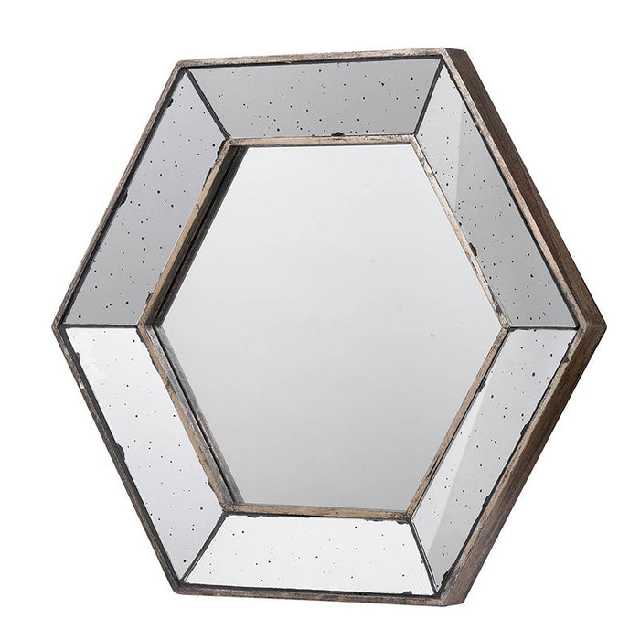 Hexagon Wall Mirror With Contemporary Glass Design, Home Decor Accent Mirror For Living Room, Entryway, Bedroom