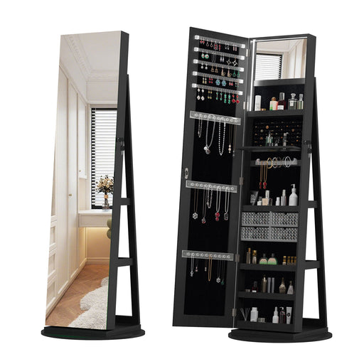 Swivel Jewelry Cabinet With Full Length Mirror Daily Nest