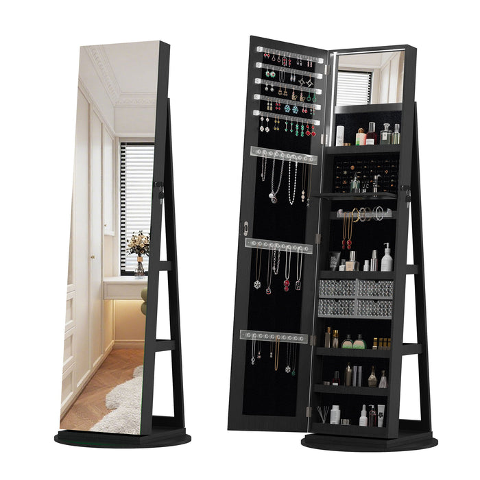 Swivel Jewelry Cabinet With Full Length Mirror Daily Nest