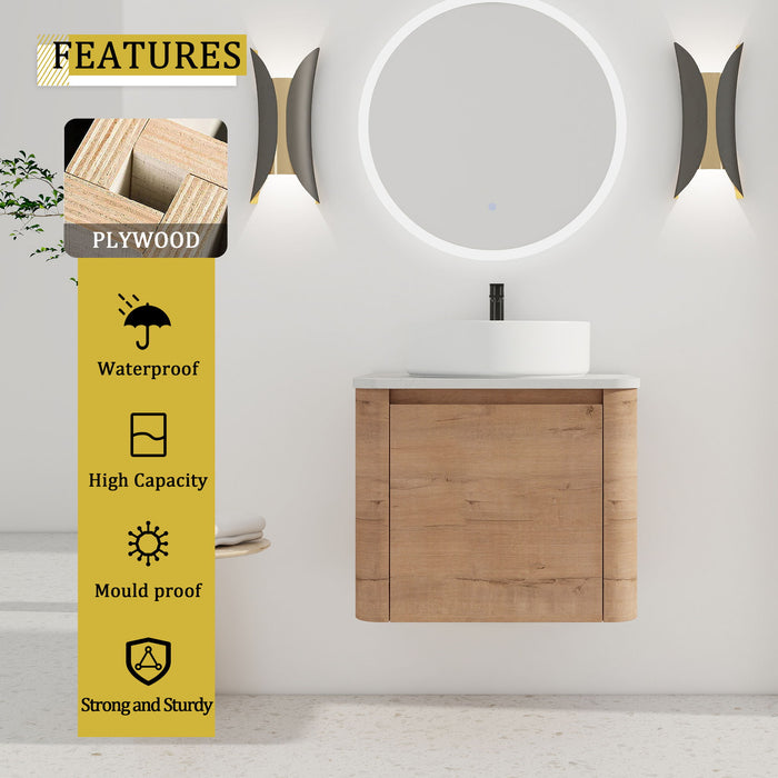 Wall Mounted Bathroom Vanity & Art Sink & 1 Soft Close Door Home Essentials