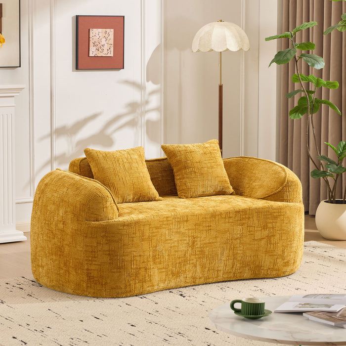 Curved 2 Person Compress Sofa With Armrests, Includes Pillows Home Essentials