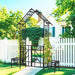 Garden Arch With Gate With Planter, Climbing Plants Support Outdoor - Black Daily Nest