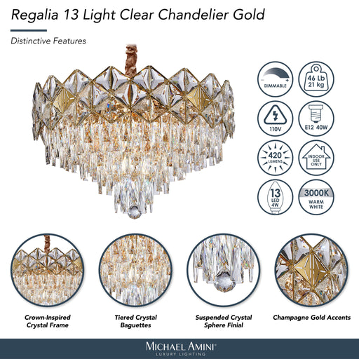 Michael Amini Lighting - Regalia 13-Light Crystal Chandelier - Gold Michael Amini