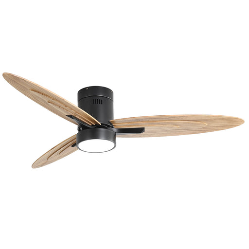 Flush Mount Ceiling Fan With Light And Remote Control, 3 Blades, Reversible DC Motor - Black Daily Nest