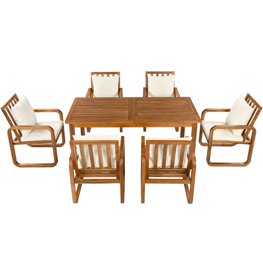7 Piece Outdoor Patio Dining Set With Removable Cushions Hearth and Haven