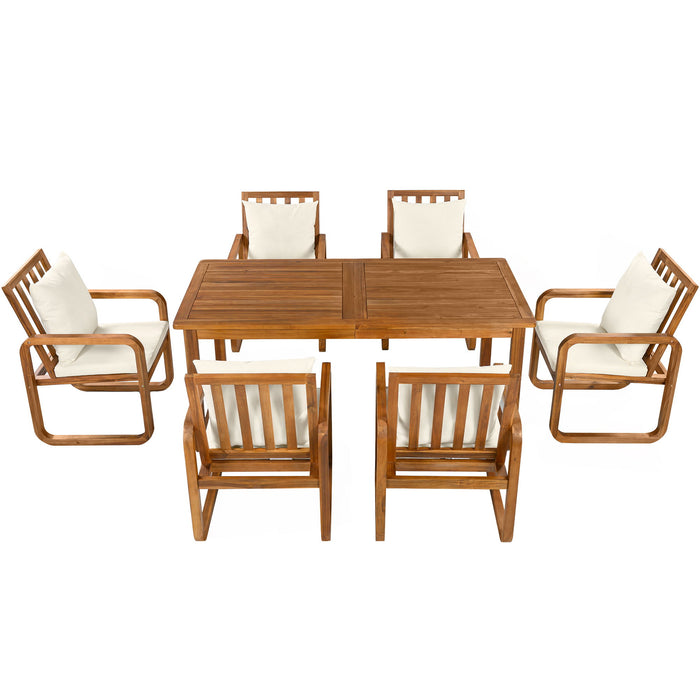 7 Piece Outdoor Patio Dining Set With Removable Cushions Hearth and Haven
