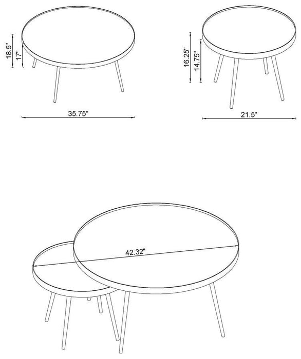 Kaelyn - 2 Piece Round Mirror Top Nesting Coffee Table