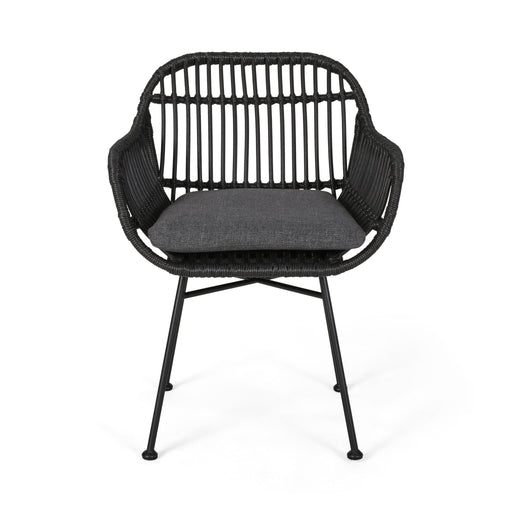 Outdoor Rattan Accent Chair With Metal Legs Noble House