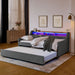 Upholstered Sofa Bed With LED Lights, Storage Headboard, Foldable Trundle & Wireless Charging Home Essentials