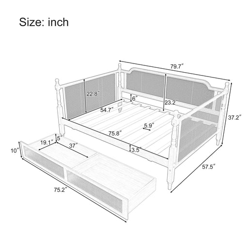 Full Size Daybed With 2 Drawers - Walnut Hearth and Haven