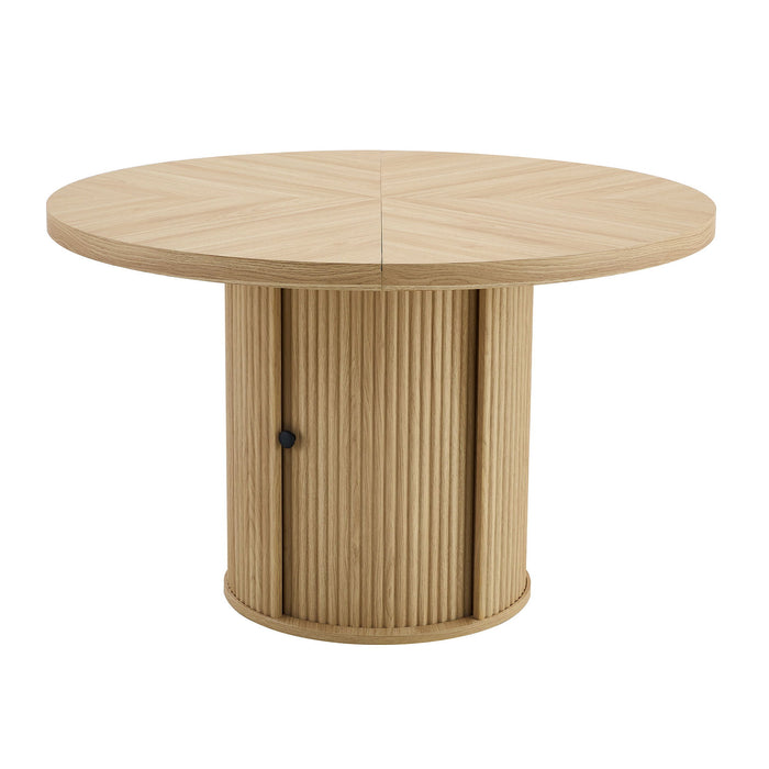 Roman Column Round Dining Table With Double Layer Storage - Wood Home Essentials
