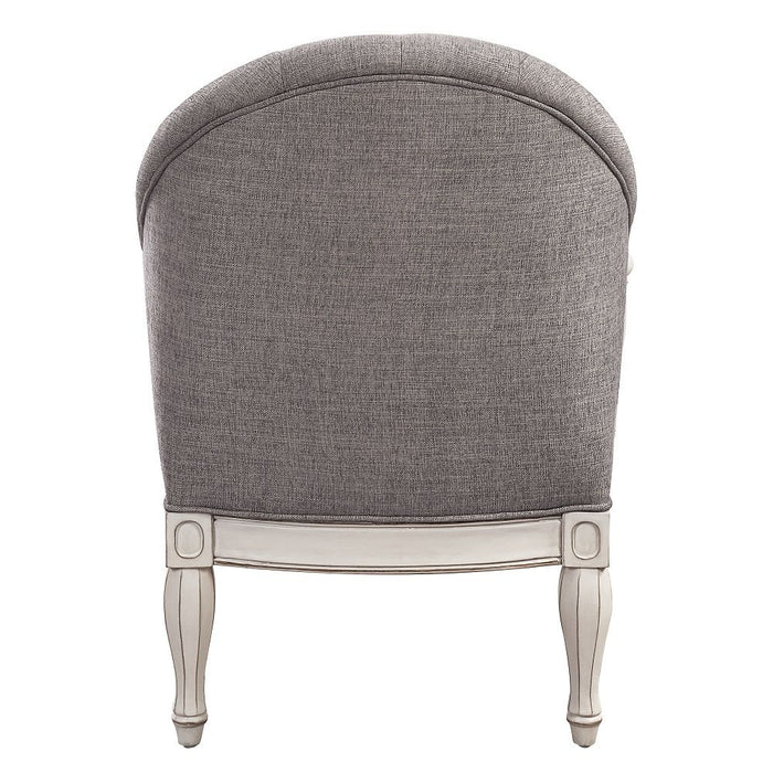 Florian - Chair - Gray Fabric & Antique White ACME