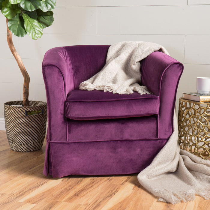 Glitter - Upholstered Swivel Chair With Loose Cover And Curved Back