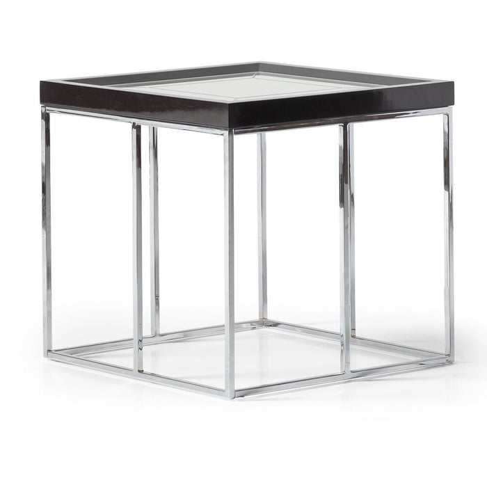 Carmela - End Table - Glossy Charcoal Sand