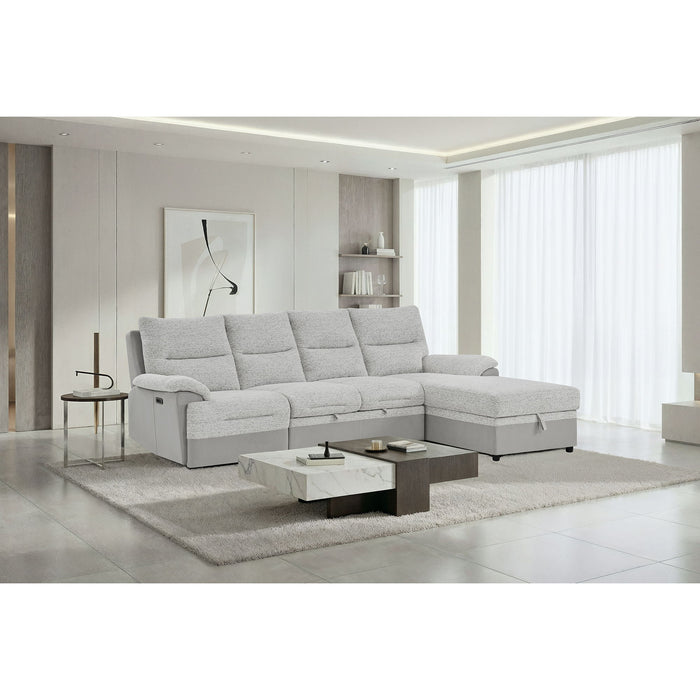 Sectional Sofa With Power Recline, USB Charging, And Storage Chaise - Gray Global Furniture USA
