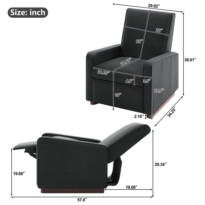 Manual Recliner Chair, 2 Position With 160° Adjustable Backrest For Living Room Noble House