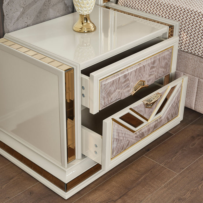 Omari - 2 Drawer Nightstand - Beige Matrix Furniture Group