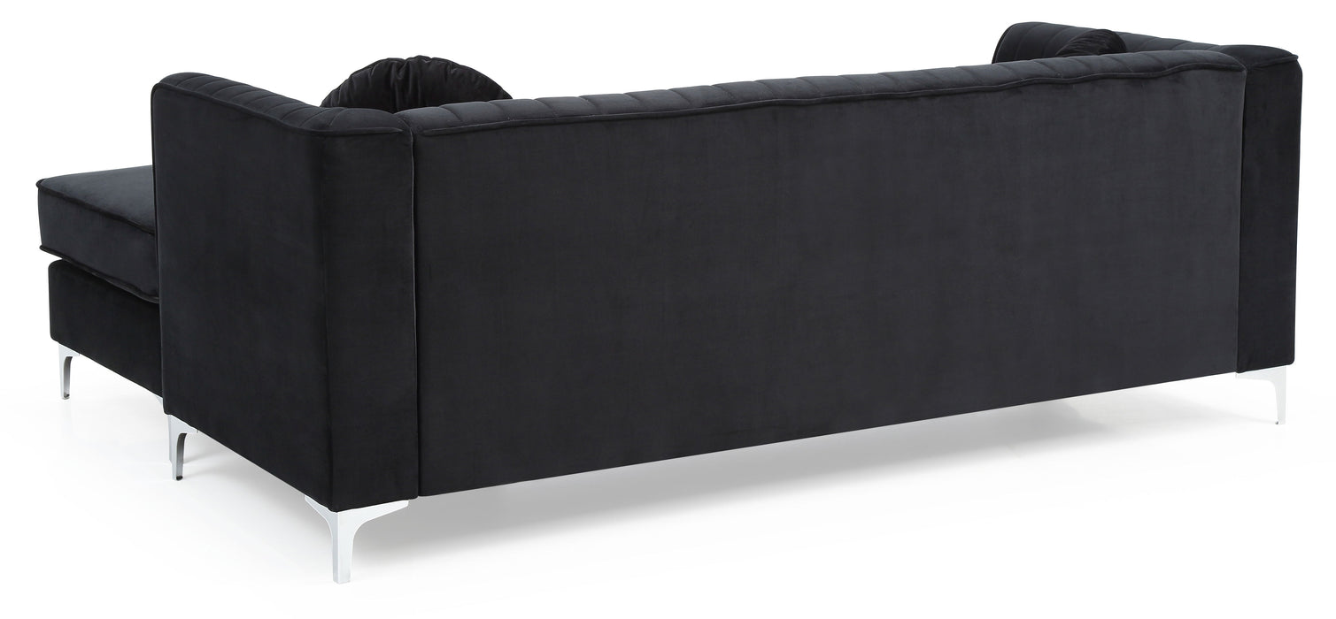 Glory Furniture Delray Sofa Chaise (3 Boxes), Black