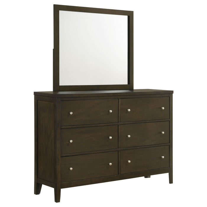 Clement - 6 Drawer Dresser With Mirror - Dark Coffee Furniture Max