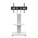 Mobile TV Stand With Shelf Floor Mount Cart For TVs With Lockable Wheels Ideal For Living Room Bedroom Or Office - White Home Essentials